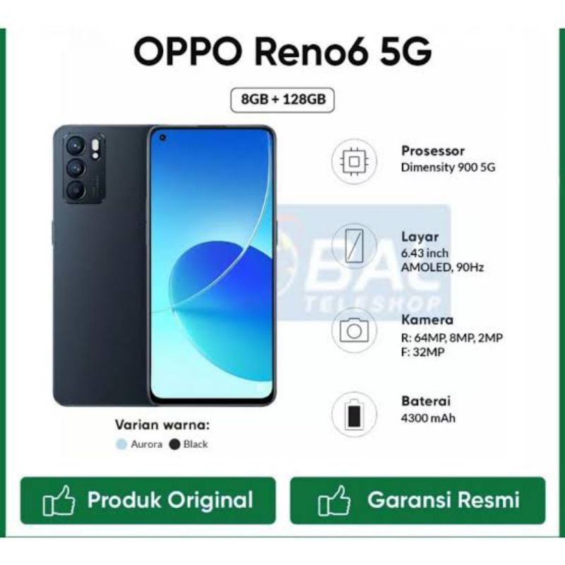 Oppo Reno 6 5G Ram 8-128 Gb