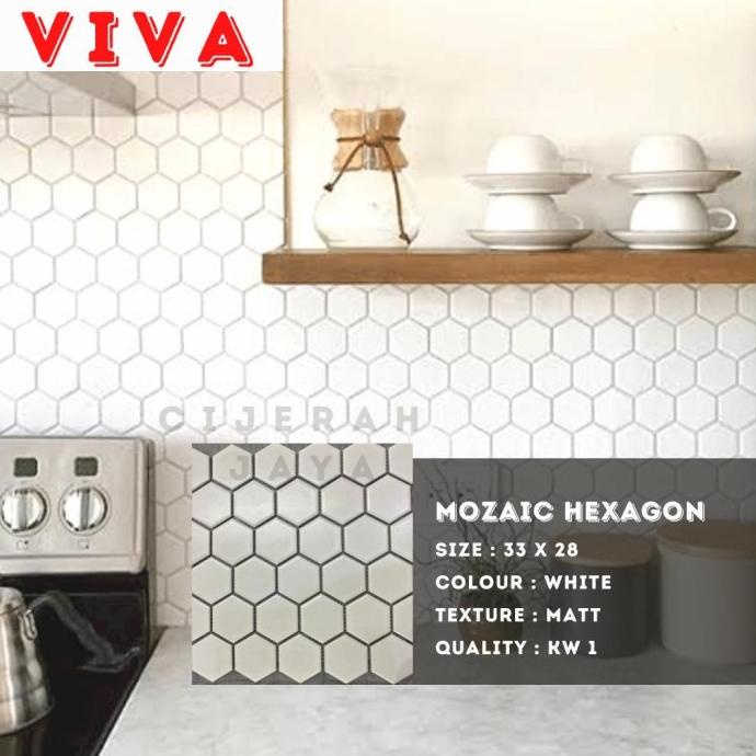 ,,,,,,,] Mozaic Hexagonal Eleganza 30x30 White Matt / Keramik Mozaik per lembar