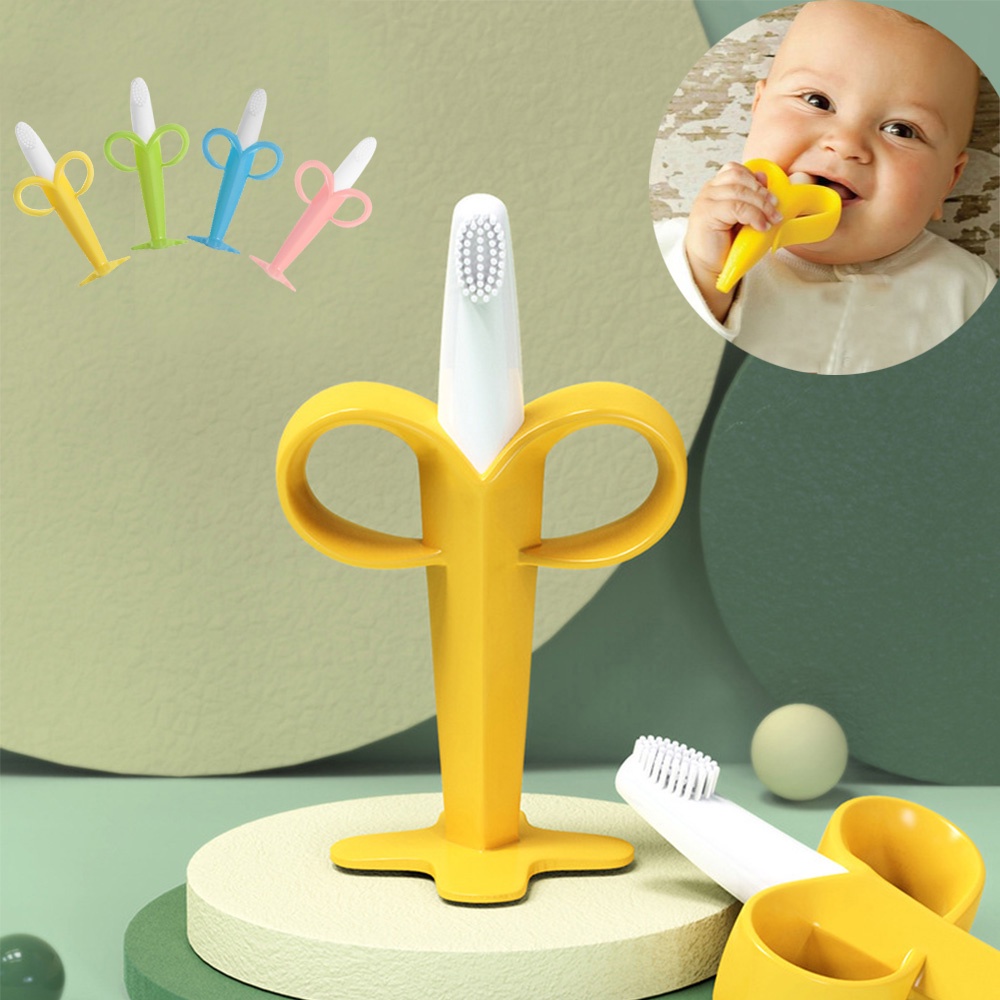 AIKOKY Teether bayi dengan sikat gigi/Mainan gigitan bayi bahan silikon