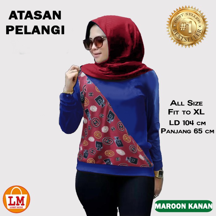 TERMURAH TERLARIS Baju Atasan Wanita  PELANGI Kaos Lengan Panjang TERBARU LMS 17339