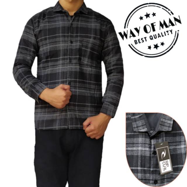 Kemeja flanel pria kemeja flanel hitam