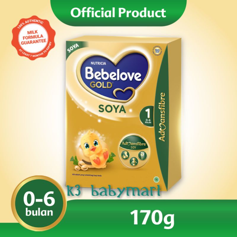 Bebelove Gold Soya 1 170gr susu formula bayi alergi susu sapi hipoalergenik kacang kedelai 0-6bln