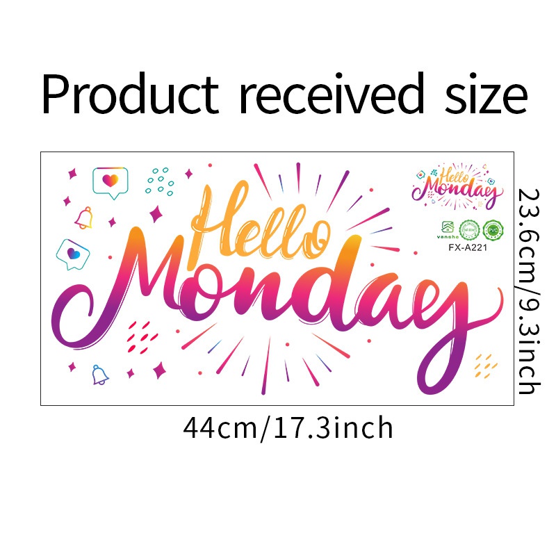 Stiker Dinding Desain Slogan Hello Monday Dapat Dilepas Untuk Dekorasi Kamar Tidur