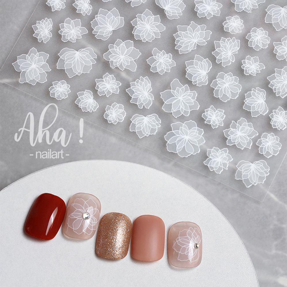 R-flower Nail Art Stiker Decals Sliders Aksesoris Kecantikan Untuk Wanita Perempuan Awan Putih