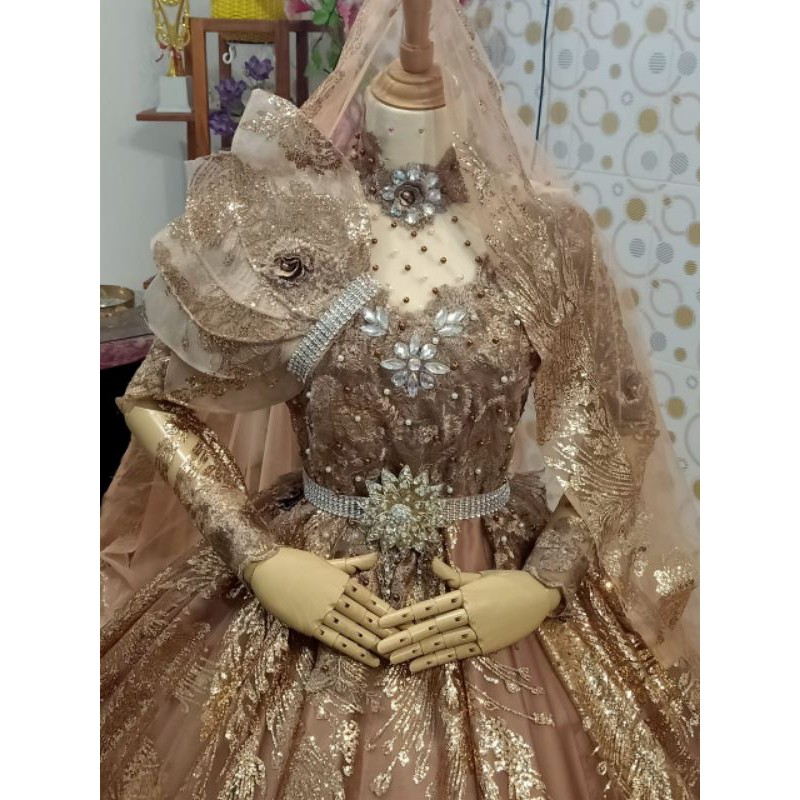 GAUN PENGANTIN MEWAH - MUSLIM BALL GOWN AGLONEMA