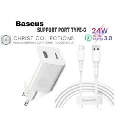 Baseus Kepala Charger 24w Kabel Charger Type C 100cm Fast Charging Shopee Indonesia