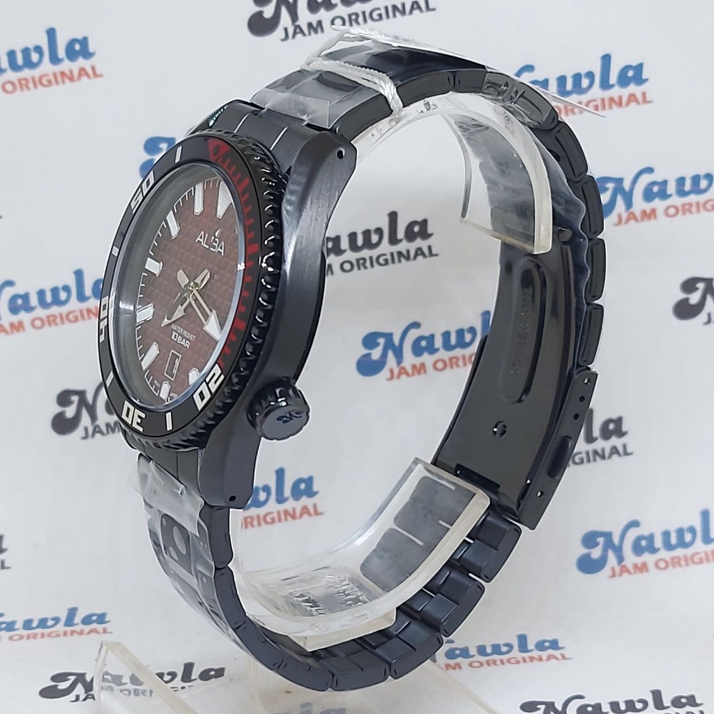 Alba Quartz AS9P37X1 Maroon Black - Jam Tangan Pria AS9P37