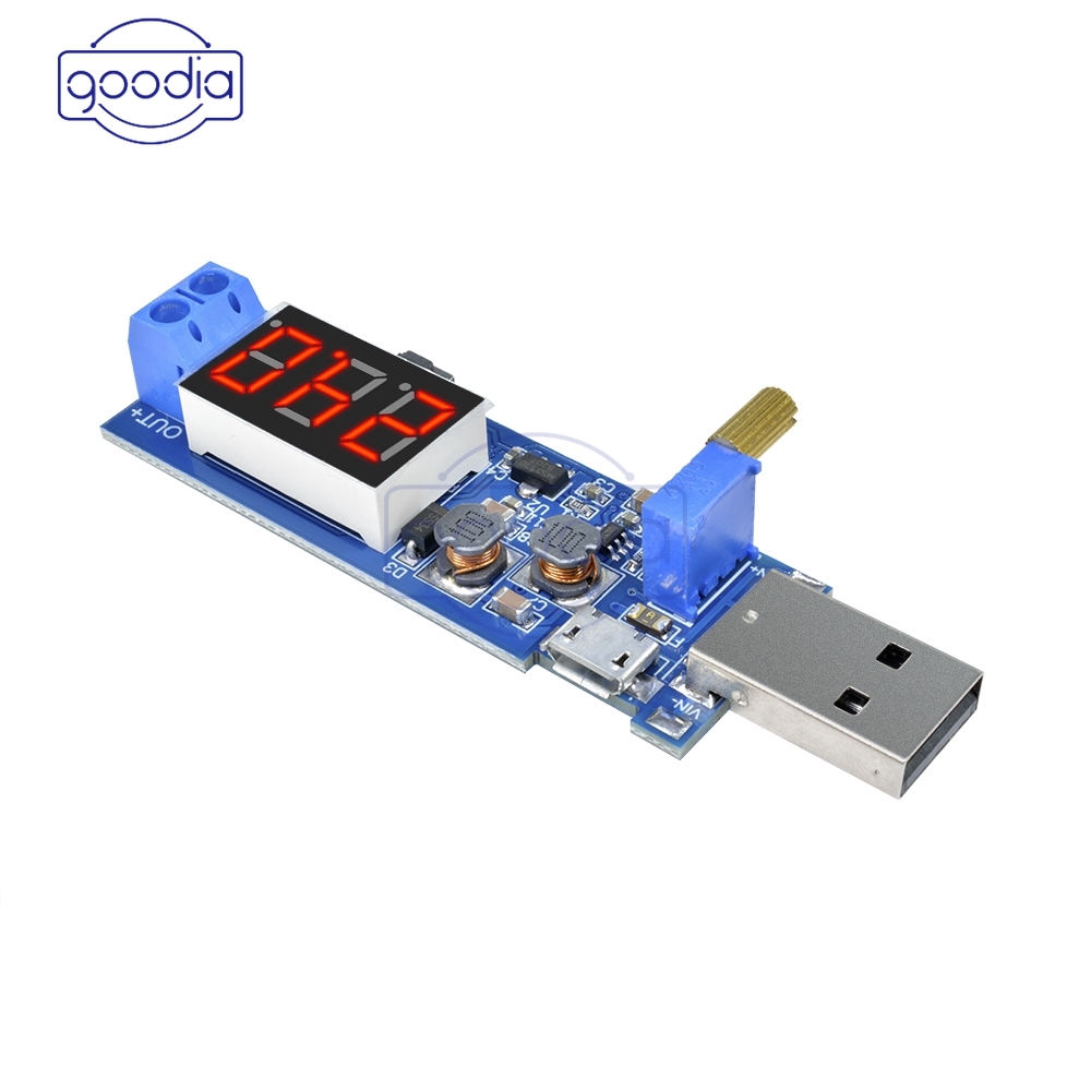 Modul Konverter Dc-Dc Usb Step Up/Down Adjustable 5v Ke 1.2v-24v Untuk Power Supply