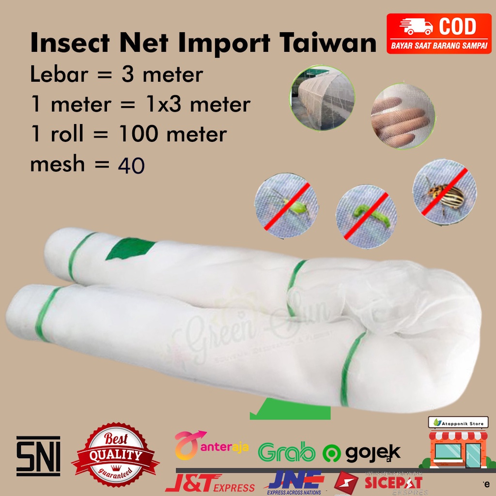 insect net import taiwan lebar 3 meter 40 mesh