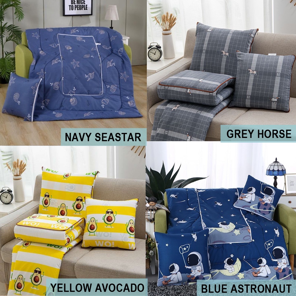 Bantal Selimut Balmut 2 in 1 Bedcover Lipat Motif Anak / Dewasa Travel
