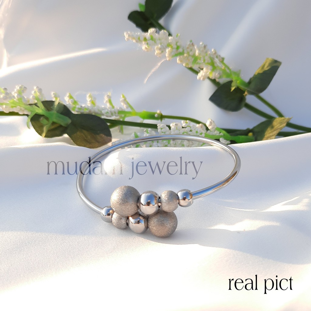 Gelang Lentur Titanium Sand Balls Tersedia Warna Rosegold, Gold dan Silver