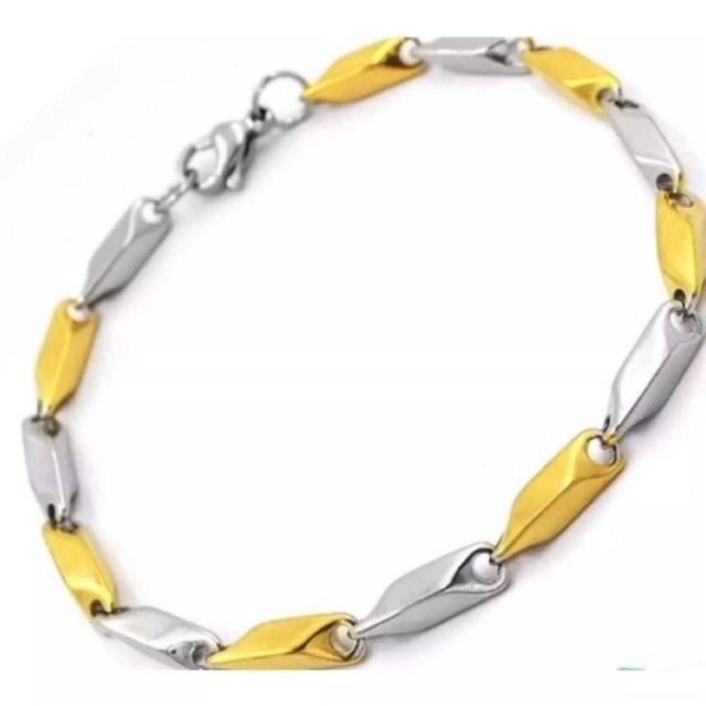 GELANG TITANIUM PRIA DAN WANITA MODEL PADI RATAI WARNA SILVER, GOLD, KOMBINASI