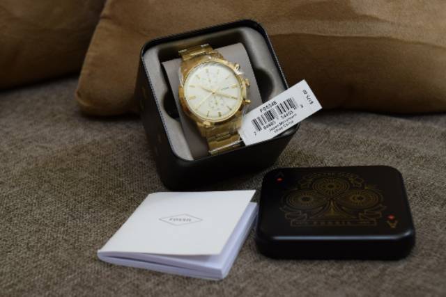 Jam Tangan Fossil FS5348 Townsman Chronograph Stainless Steel Gold Original Brand New