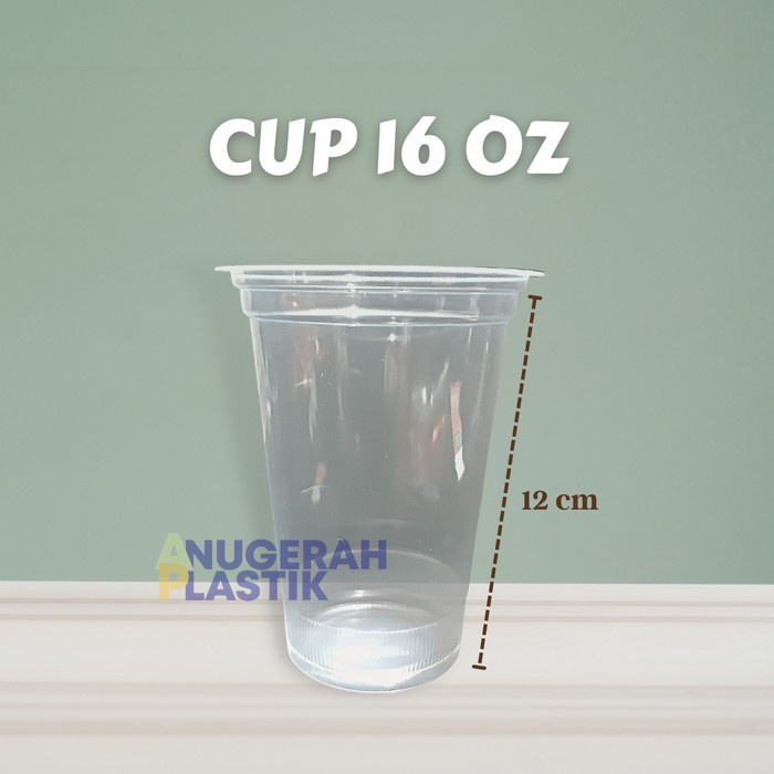 Gelas Cup Plastik UKuran 16 Oz Isi 50 Pcs/ Cup 16 Oz Bahan PP