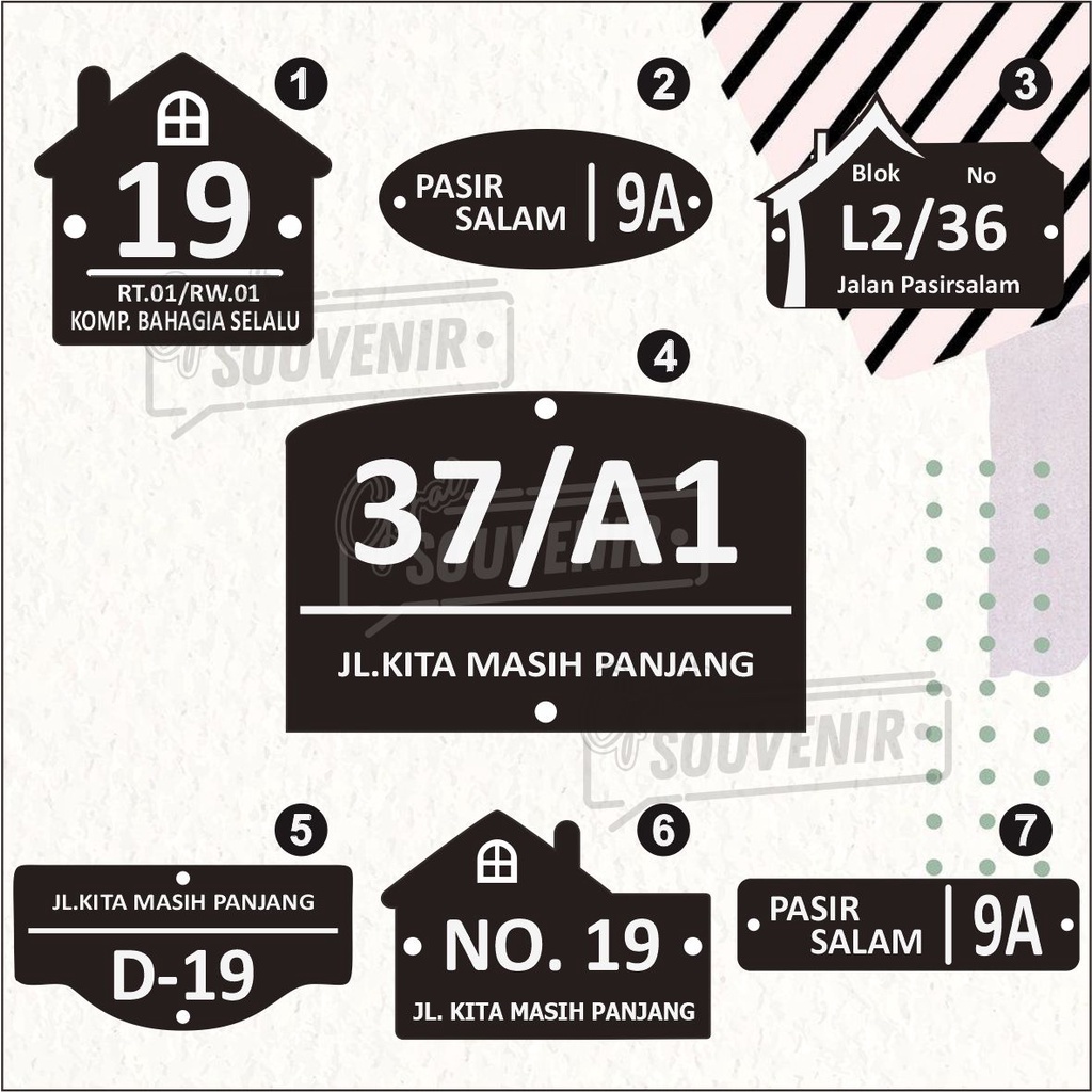 Papan nomor rumah bahan akrilik acrylic tebal mewah custom desain murah