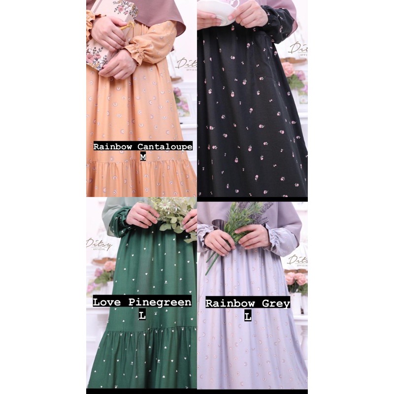 DITSY JUNI 2021-LOVE PINEGREEN, RAINBOW GREY, RAINBOW CANTALOUPE BY DITSY OFFICIAL