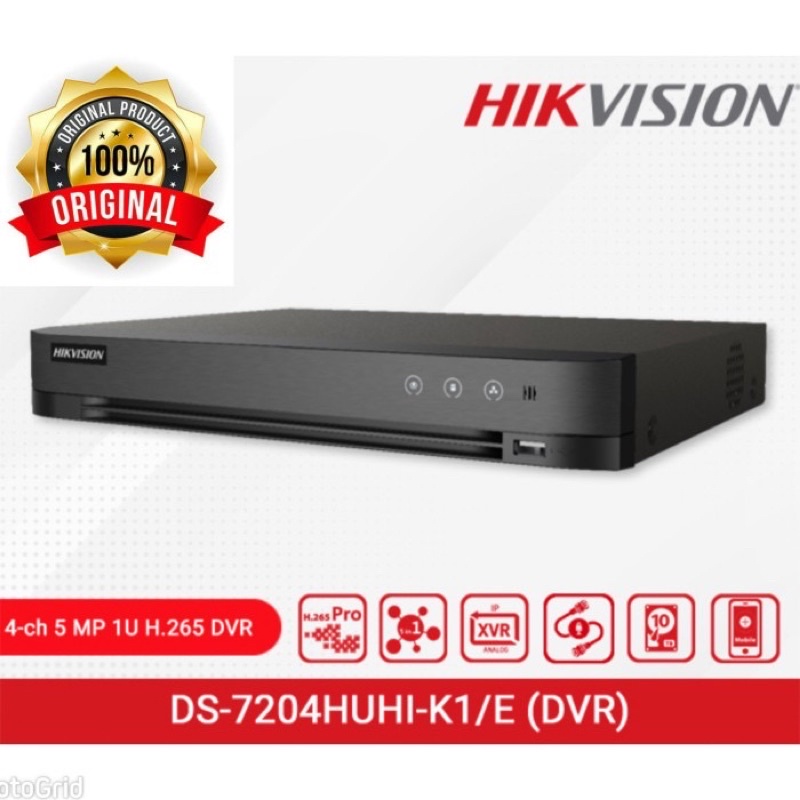 DVR HIKVISION 4 CHANNEL UP TO 5MP 7204HUHI-K1/E S SUPPORT AUDIO