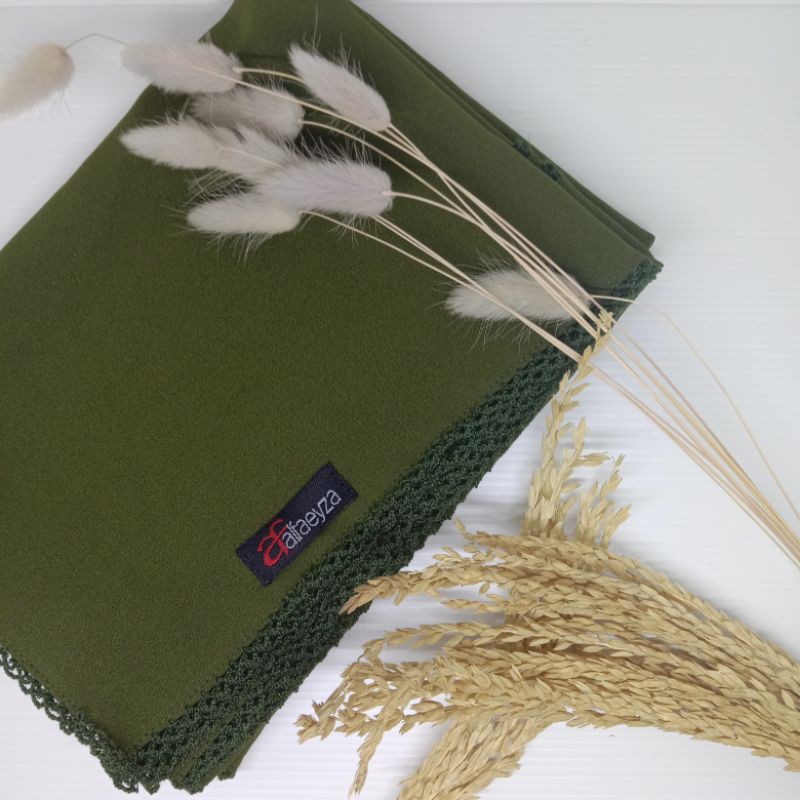 PASHMINA CROCHET EMBRIODERY / PICOT DIAMOND STRETCH-Army