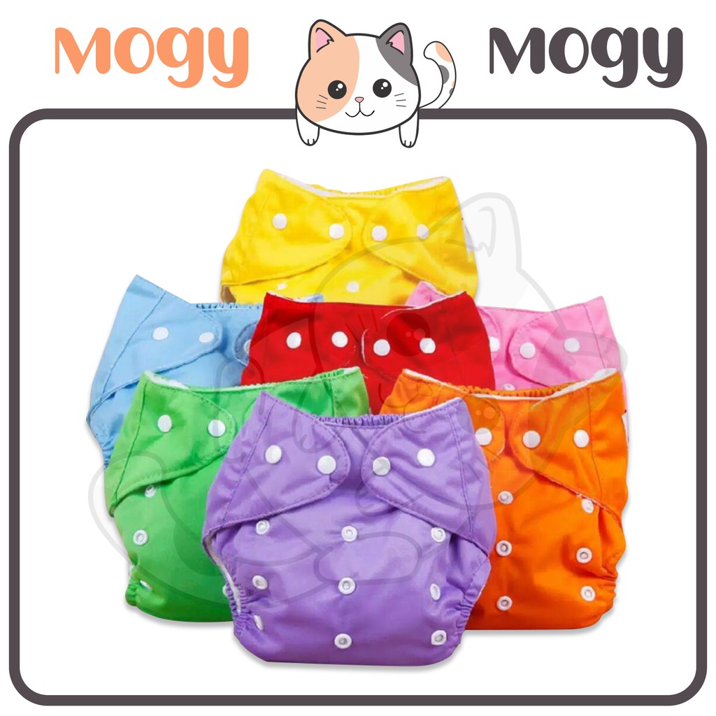 MOGYMOGY Popok Kain Bayi Kancing Warna Polos Clodi Diaper Dapat Dicuci Reusable