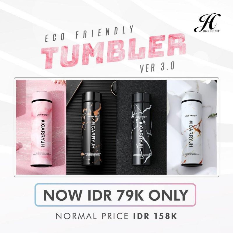 TUMBLER 3.0 Jims Honey Botol Minum Termos Tahan Panas Dingin 12 jam dengan Box Exclusive