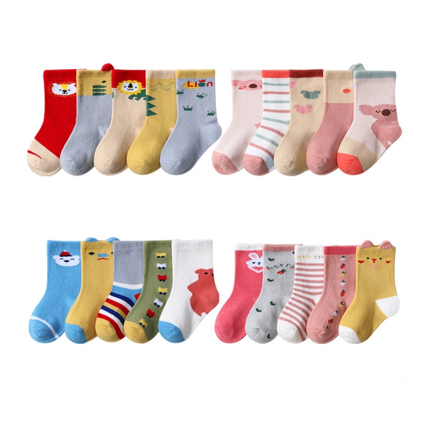 NEW (1 Set 5 psg) Set kaos kaki anak perempuan import animal