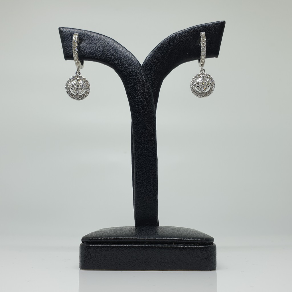 Anting Wanita Mata Berlian Eropa Model Giwang Lotus dengan Emas Putih 75 atau 18K Hooks Asli