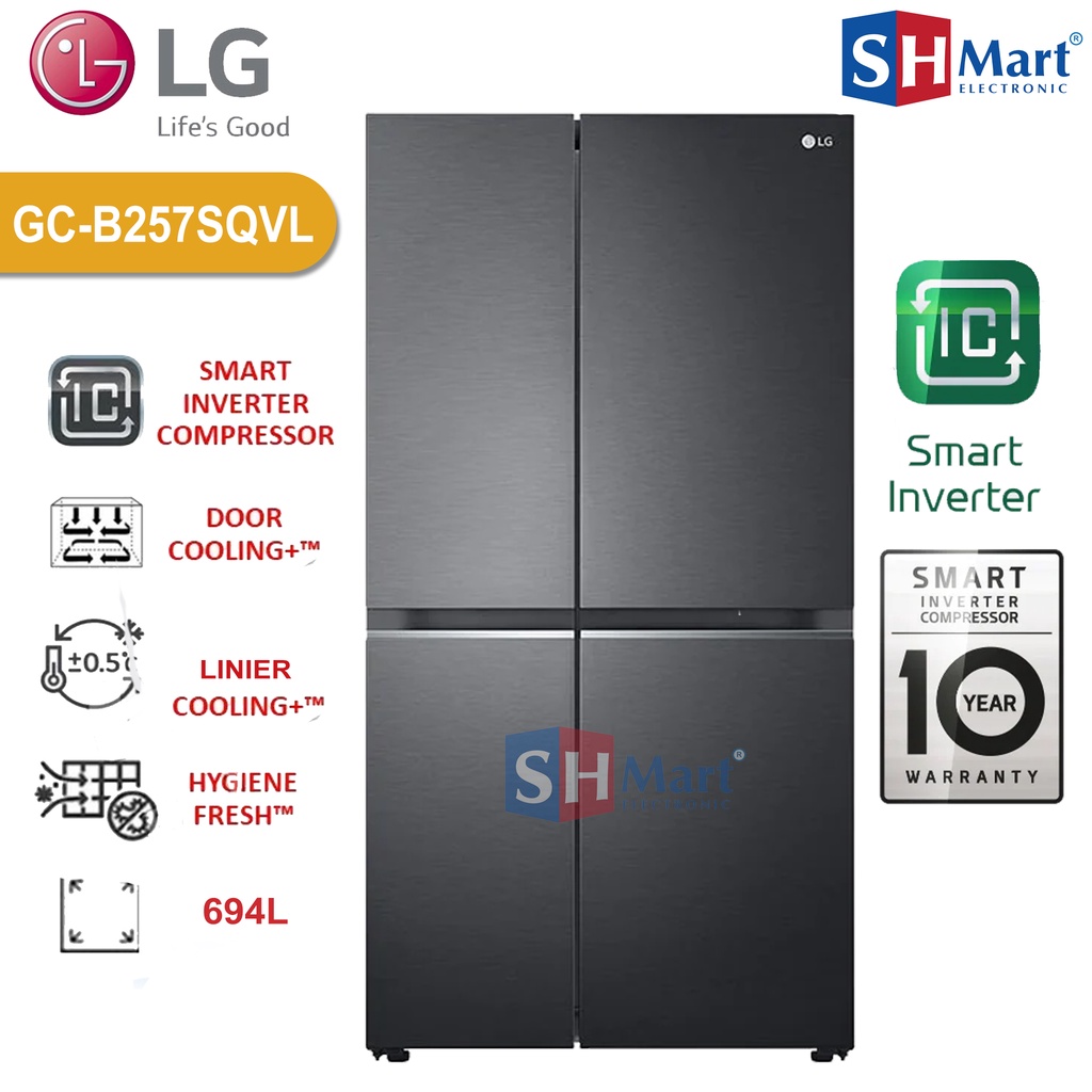 KULKAS LG SIDE BY SIDE GC-B257SQVL KAPASITAS 694 LITER  SMART INVERTER COMPRESSOR GC-B257SQVL GCB257SQVL NEW GARANSI RESMI