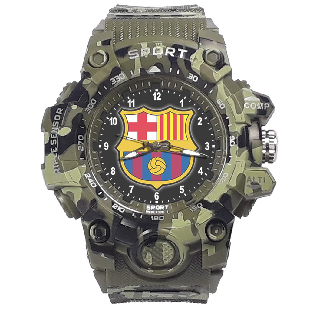 (ISTIMEWA BOSSQUE) JAM CUSTOM BARCELONA STRAP ARMY - 5 Warna