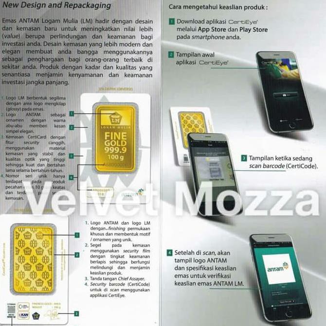 100Gr (Gram) Reinvented Goldbar/Logam Mulia / Lm / Emas Batangan Antam Best