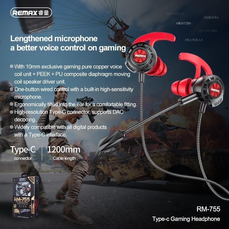 Remax RM-755 Type C Gaming Headphone Bass Booster