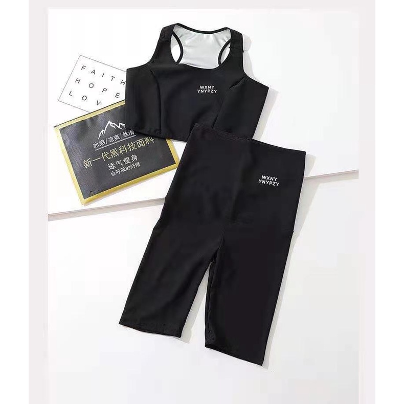 HOHO_HWANG (S-1) SET Baju Olahraga Wanita High Waist Polos Gym/Fitness/Yoga/Running-S-1 hitam set