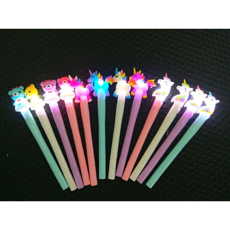 Pulpen Gel Pena Karakter Pony Unicorn Led Pen Lucu Lampu Alat Tulis LED/NONLED Perlengkapan Sekolah GM443 COD