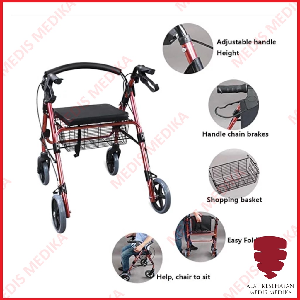 Rollator Rolator FS965LH GEA Walker Roda Tongkat Jalan FS 965 LH