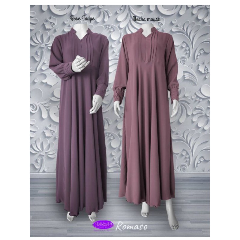 gamis set (plus Khimar dan cadar) merk hafidzah new bahan marzan size L warna rose Taupe