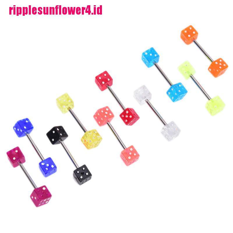 10pcs / set Anting Tindik Lidah / Tubuh Bentuk Dadu Bahan Stainless Steel