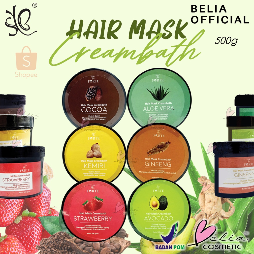 ❤ BELIA ❤ SYB Forte Hair Mask Creambath 500g | Makser Rambut | Aloe Vera | Kemiri | Ginseng | Hairmask BPOM