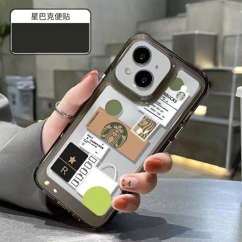 Starbucks Case Transparan Motif Kopi Kolase Untuk Iphone X 13 12pro Max 11 xs