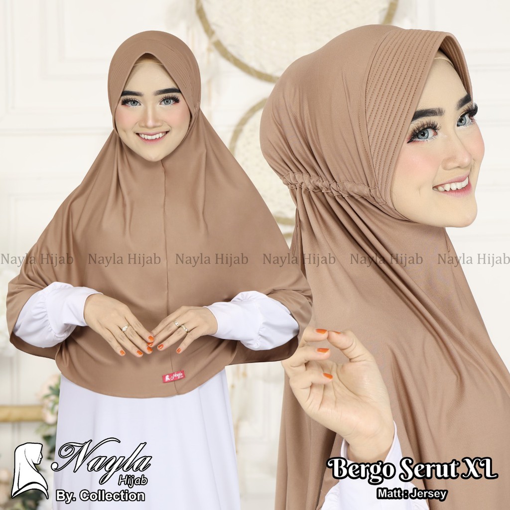 Jilbab Instan Bergo Serut XL Kerudung Instan Bergo Serut Ori Nayla Hijab Bergo Serut Nayla Hija'b