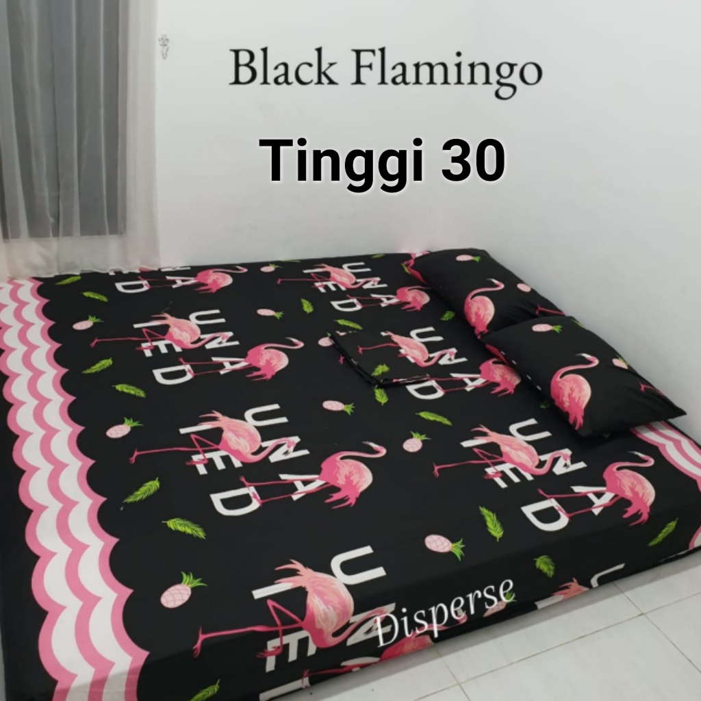 Sprei Murah Homemade All SIZE Tinggi 30 cm - BLACK FLAMINGO