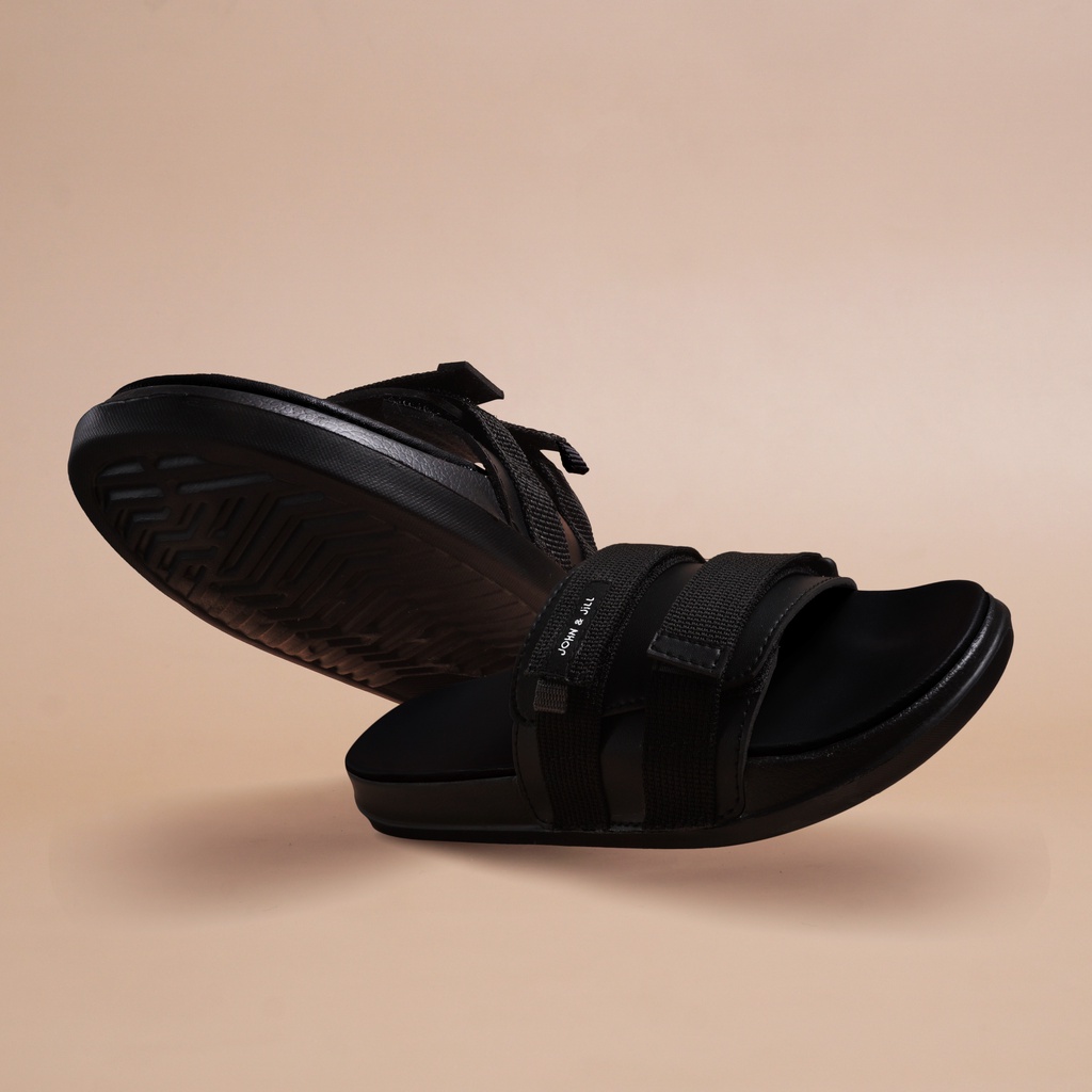 John&amp;Jill Velcra Bold Sandal Black-Black