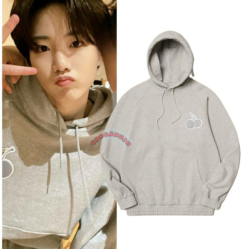 Jaket Hoodie Jumper Treasure Junkyu DOUBLE CHERRY LINE ART LOGO