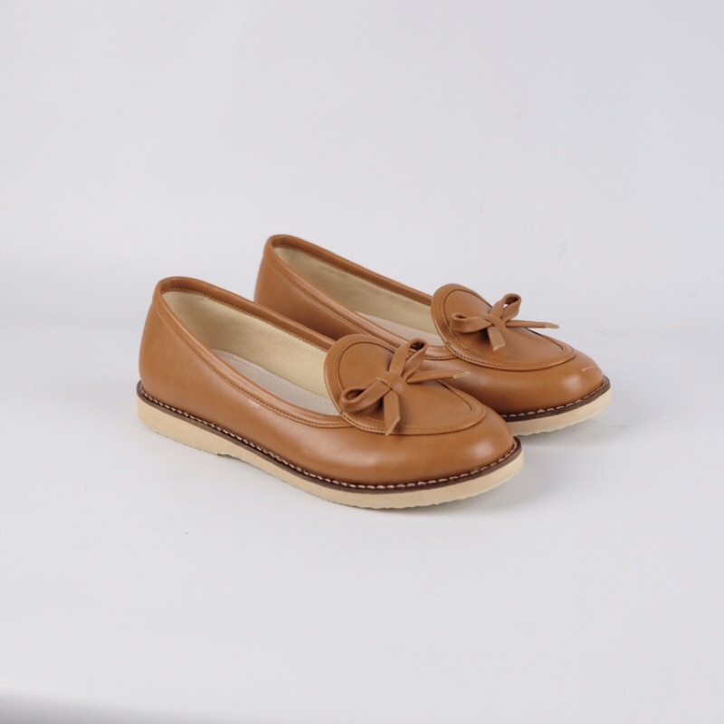 [SIAP KIRIM] BRShoes34 Tan Sepatu Kerja Casual Flat Wanita