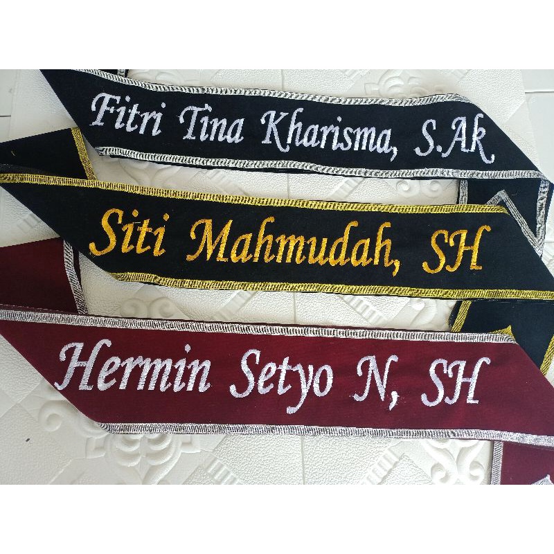 Selempang wisuda SATIN, selempang wisuda murah, selempang wisuda bordir komputer