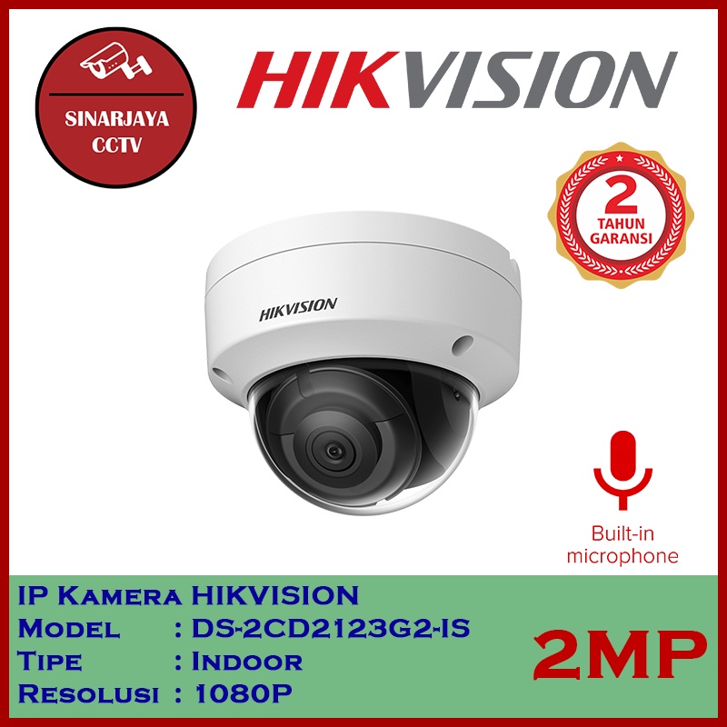 IP Kamera CCTV Dome Hikvision DS-2CD2123G2-IS 2/4/6 MP Garansi Resmi