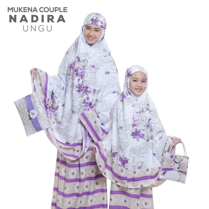 MUKENA COUPLE BALI NADIRA TAS PESTA UNGU (IBU+ANAK)