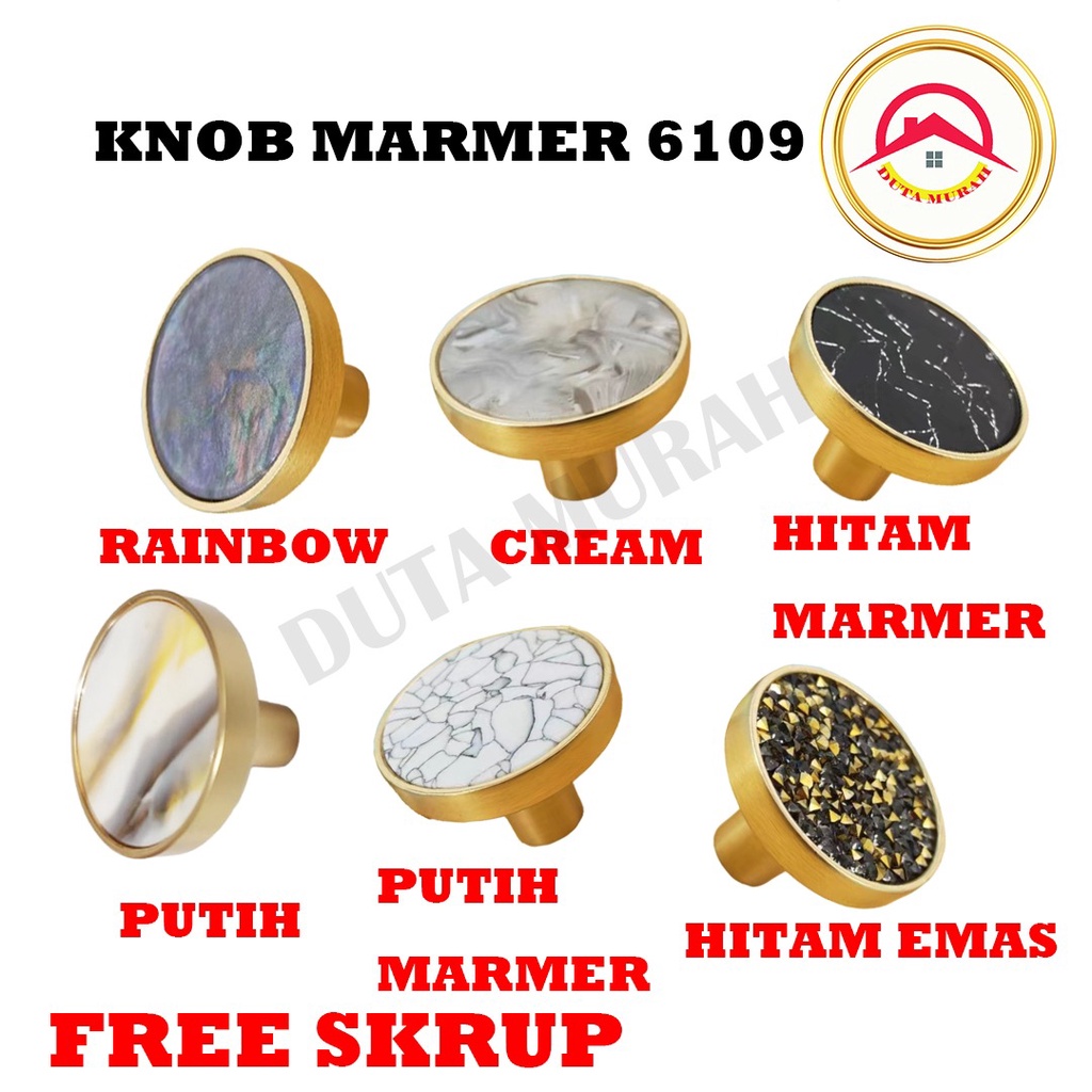 Handle Marmer Knop Marmer Knop Laci 6109 Gold Putih Handle Bulat Laci Pintu Lemari Knob Marmer Marble