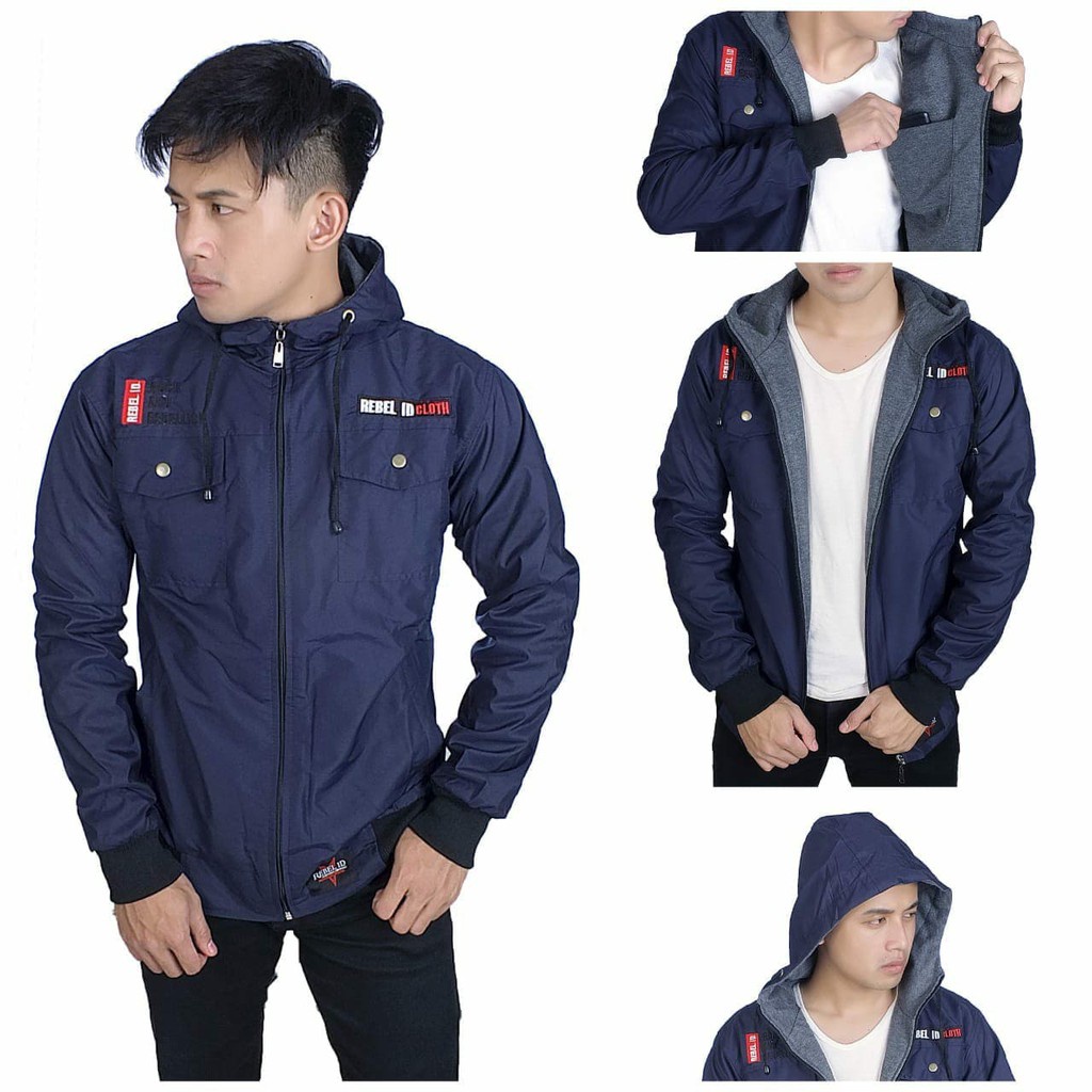 KREATOR -JAKET PRIA BOLAK BALIK HOODIE IKC TASLAN WATERPROOF REBEL ID