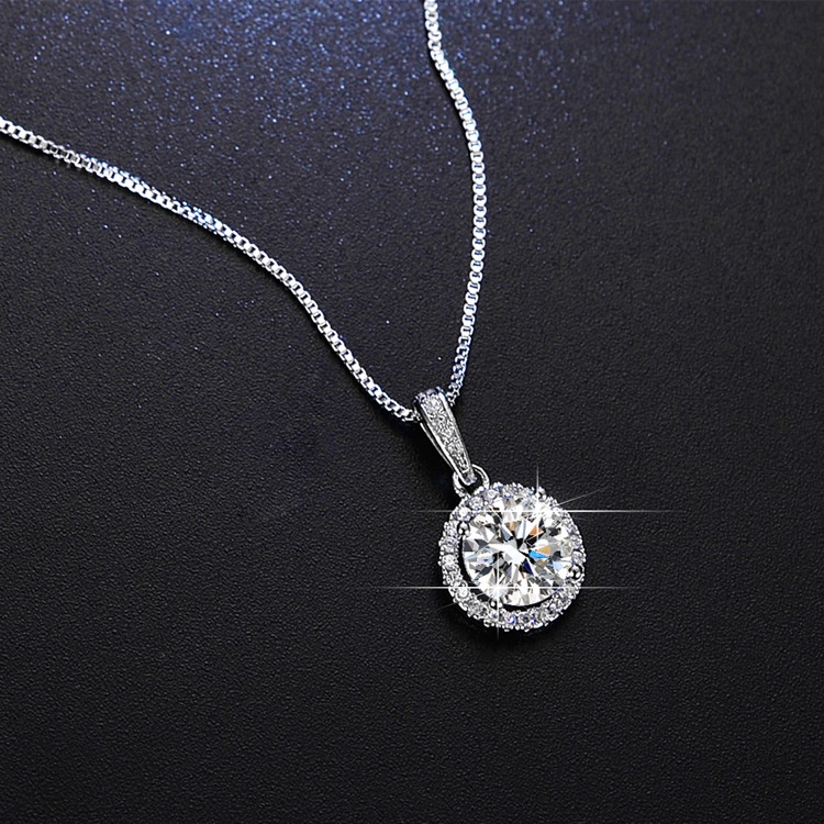 Pandora Kalung 925 Silver Cubic Zirconia Dengan Liontin Berlian Untuk Wanita