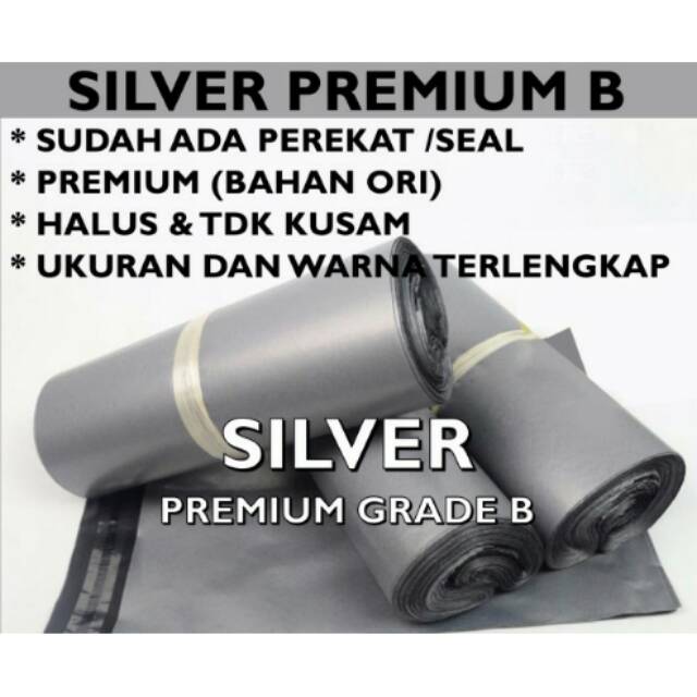 

Isi 100pcs Plastik Packing Bag Polymailer 25x35 cm Silver Premium