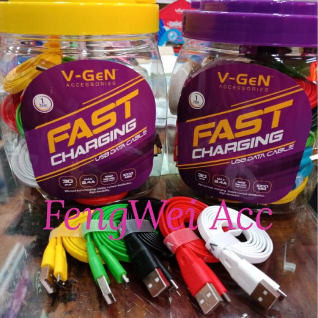 Kabel Data V-GeN Kabel Charger Kabel Casan VGeN Android Micro Fast Charging 2.4A 1Tople isi 30pcs